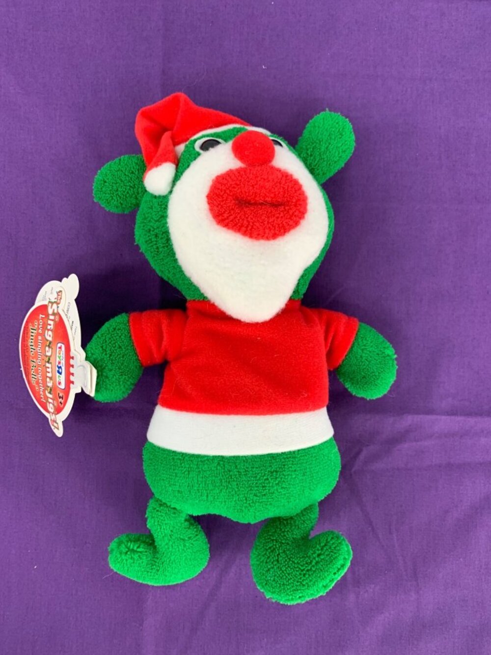 Toys R Us 2010 Mattel Sing A Ma Jigs Plush Doll Christmas Figure GREEN with Sant - Picture 1 of 10